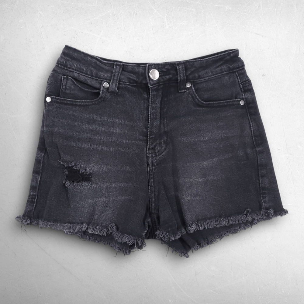 Abound High-Rise Denim Shorts Womens 26 Black Stretch Distressed Grunge Festival